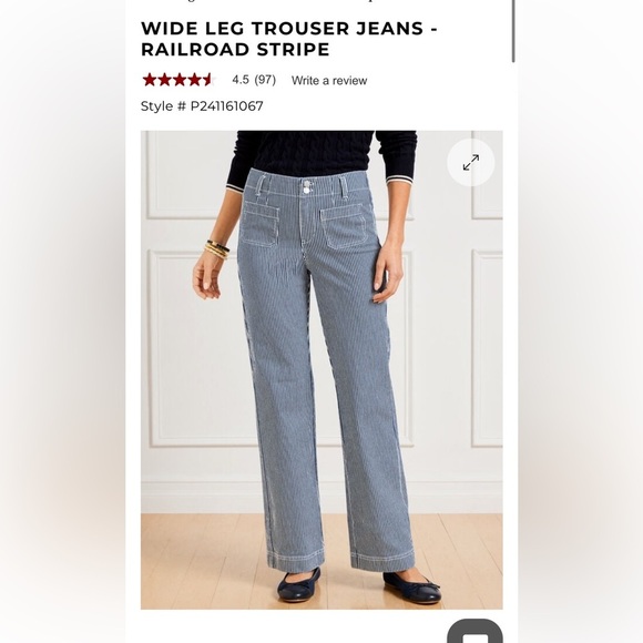 Talbots Size 16 Wide Leg Trouser Jeans - Railroad Stripe - Picture 7 of 7